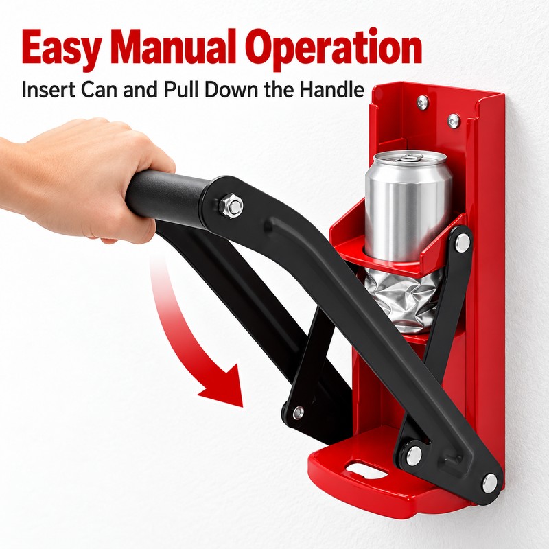16 oz Wall-Mounted Can Crusher for Recycling – Manual Aluminum