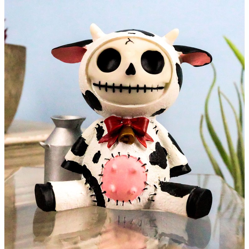 Ebros Furry Bones Moo Moo Bovine Cow Skeleton Figurine 2.25"Tall