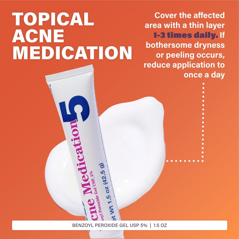 Rugby Acne Medication - Benzoyl Peroxide Gel USP 5% -