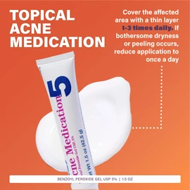 Rugby Acne Medication - Benzoyl Peroxide Gel USP 5% - Vanishing Formula - Greaseless - Helps to Clear Up Acne Pimples - 1.5 Oz. (1 Pack)