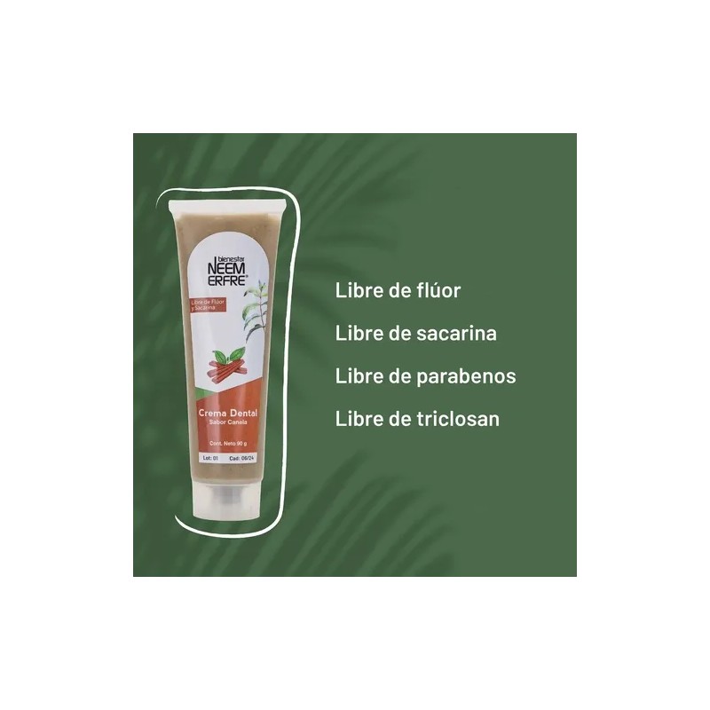 Crema Dental Natural Sabor Canela Libre De Fluor Pack De