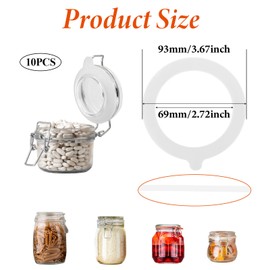 Bewudy 10Pcs Rubber Seals for Glass Jars, Replacement Silicone Jar Gaskets for Clip Top Storage Jars, Silicone Gasket Replacement for Mason Jars, Leak Proof Jar Seal Accessories (White)