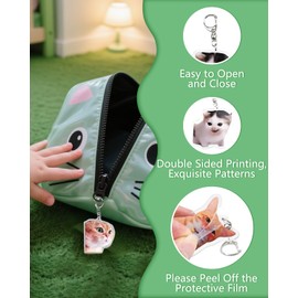 9Pcs Cat Keychain Cute Meme Keychains, Cat Themed Charm Key Chain, Kawaii Funny Keychains for Backpacks Bags Keyrings Car Accessories