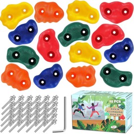 15Pcs Rock Wall Climbing Holds for Kids and Adults, Indoor and Outdoor Rock Wall Kit, Multi-Colored Climbing Rock Wall Grips for Playground Play Set, Climbing Toys for Kids Workout - Color: 25pcs