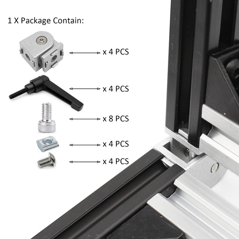 BLCCLOY 4 Sets Black 2020 Aluminum Extrusion Pivot Hinge Swivel