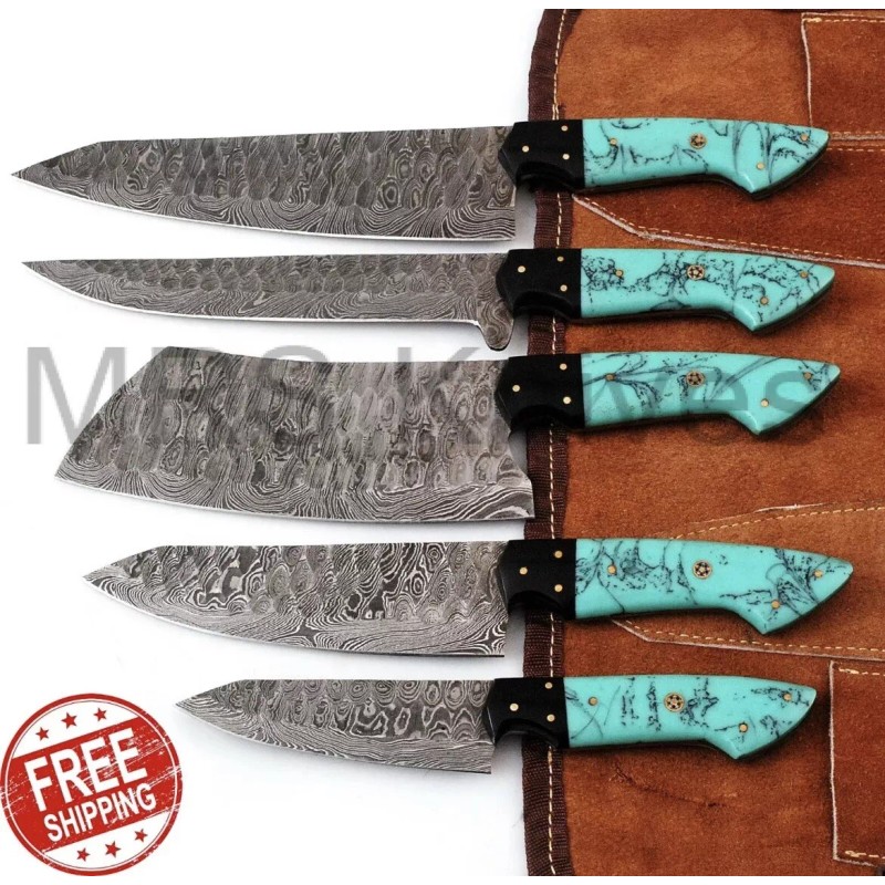 KNIVES SET HANDMADE DAMASCUS STEEL CHEF KNIFE SET KITCHEN KNIVES