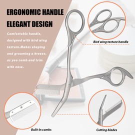 LePinko Eyebrow Trimming Scissors with Combs, Gifts For Men Women Stocking Stuffers