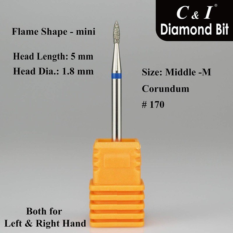 C & I Diamond Nail Drill Bit Flame Shape E-File