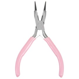 sourcing map Mini Round Nose Pliers 4.5 Inch Conical Claw Precision Fine Pliers with Pink Plastic Handle for Crafts Jewellery Making
