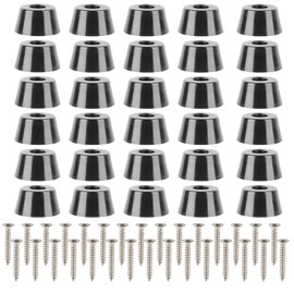 ZDNT 30Pcs Round Black Rubber Feet with Stainless Steel Screws,Rubber Cutting Board Feet,Non Slip Furniture Feet Pads for Furniture Tables Chairs Chopping Boards (30 * 22 * 15mm)