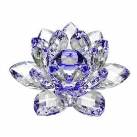 Rainbow Crystal Lotus Flower Feng Shui Home Decor 3" X 3" X 2" (Purple)