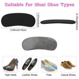 Wanmu 12 Paar Fersenschutz Fersenpolster, Selbstklebender Schuhpolster Fersenkissen für zu große Schuhe, Schwamm Schuhfüller Heel Protector für Damen Herren gegen Blasen (Aprikose, Schwarz, Braun)