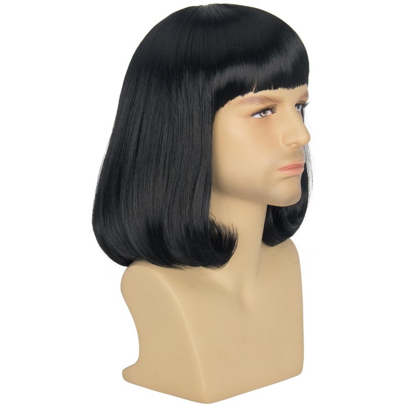 Cosela Farquaad Men Funny Short Black Bob Wig with Full