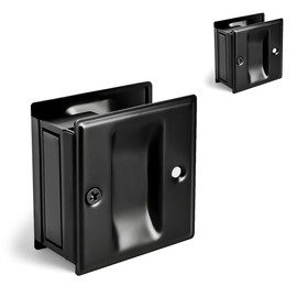 HOMOTEK 2 Pack Privacy Pocket Door Pull Without Switch Plate - Replace Old Or Damaged Passage Sliding Door Pull No Lock Quickly and Easily, 2-3/4”x2-1/2”, for 1-3/8” Thickness Door, Black