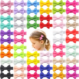 QingHan Toddler Hair Bows for Girls: 4.5cm Grosgrain Ribbon Lined Clips 60Pcs (30 pairs)