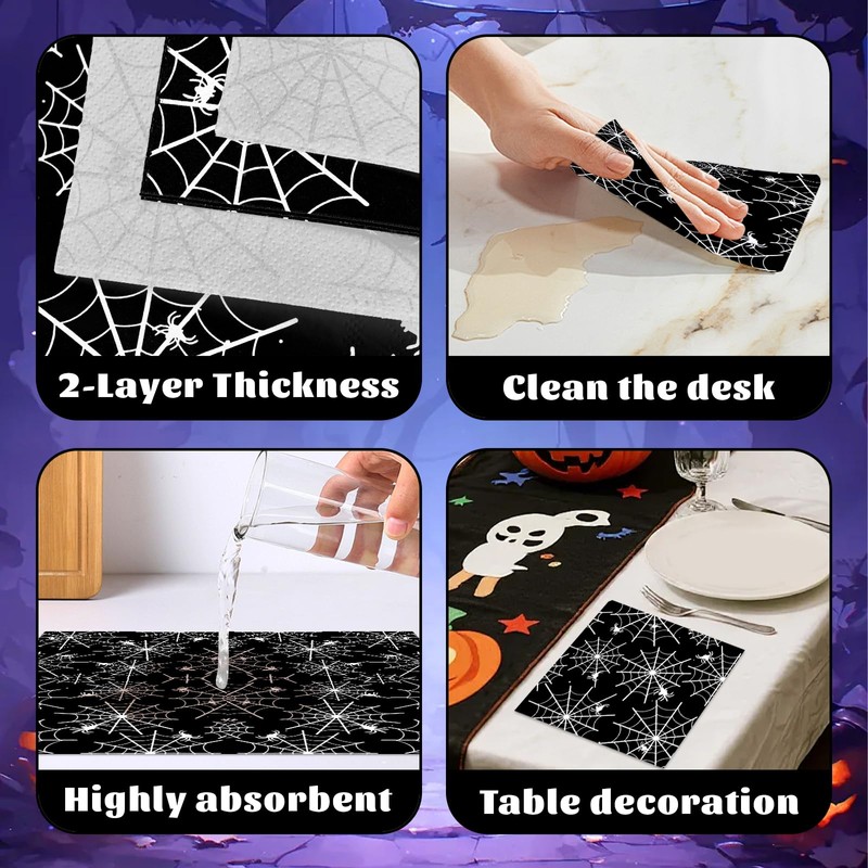60 Pack Halloween Spider Web Paper Napkins – 13 x