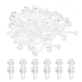 PATIKIL M4x20mm Clear Acrylic Screws and Hex Nuts Kit, 50 Set PC Plastic Phillips Round Head Bolts for Machine Accessories, Transparent