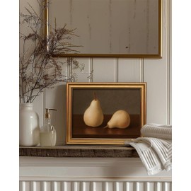 InSimSea Gold Framed Canvas Prints Wall Art, Vintage Kitchen Decor, Pear Fruits Still Life Paintings Farmhouse Wall Decor Aesthetic, Retro Pictures for Bedroom Living Room Shelf, 12x16inch