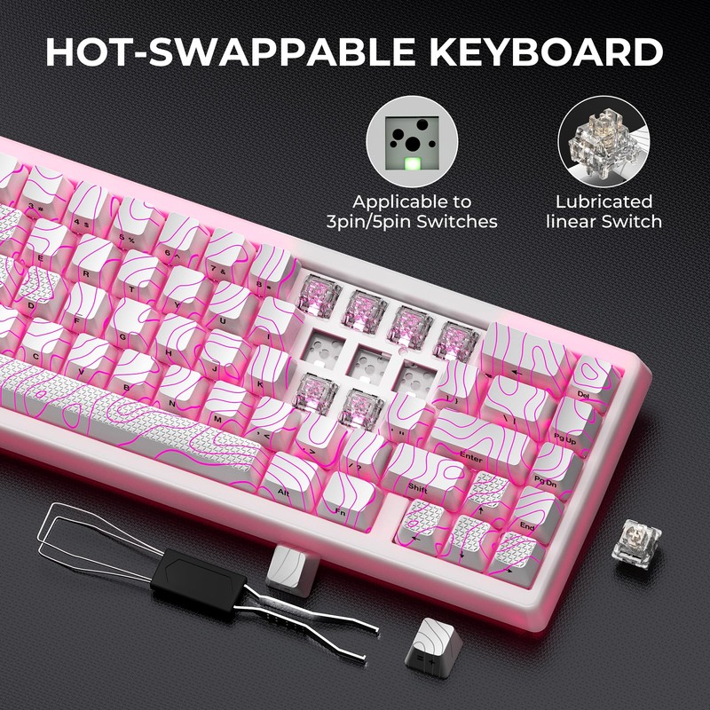 HITIME x XVX M67 Wireless 60% Percent Keyboard, QMK/VIA Topographic