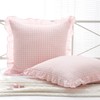 2 Pack Blush White Gingham Euro Pillow Shams 26''x26'' |