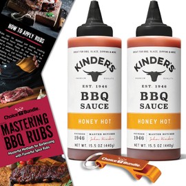 Kinder’s Honey Hot BBQ Premium Barbecue Sauce 2 Pk (31 oz) Great to Dip Toss Glaze & More + Barbecue Masters & Bottle Opener (4 Items)!