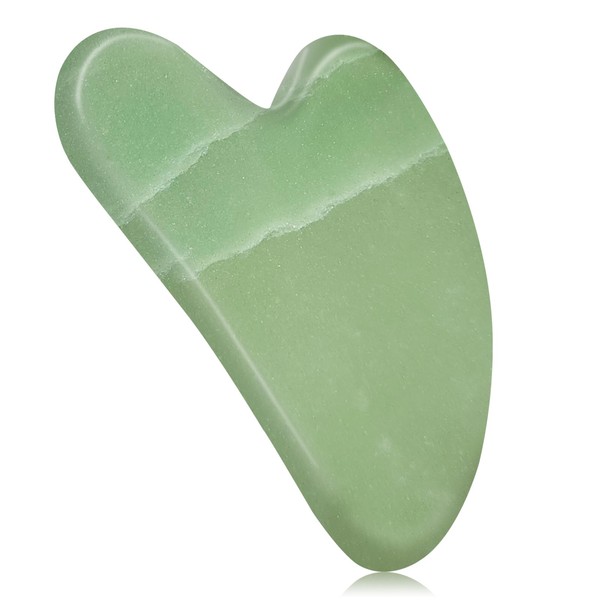 Gua Sha Stone Massage Tool, Natural Stone Heart Shape Jade Natural Stone Scraping Beauty, Face Massage for Eye Swelling, Skin Tightening of Face, Back Whole Body Massage (Green)