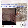 Chrome Light Pink False Nails Almond, KQueenest Chrome Press On