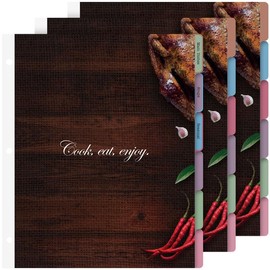 Dividers with Tabs for Recipe Binder, 12 Dividers for 3 Ring Binder, 3-Hole Punched Letter Size, Durable Heavyweight Cardstock (BBQ)