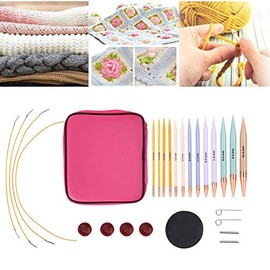 Circular Knitting Needle Kit, 13 Piece Aluminum Crochet Hooks Set, Interchangeable Knitting Needles Set with 2.75mm-10mm Needles, with Storage Case