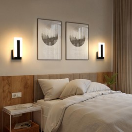 Pasoar Modern Wall Sconces Set of Two, Led Wall Light 7w Dimmable Light Hardwired Acrylic Wall Light Lighting, Suitable for Living Room Corridor Bedside (Warm White 3000K 2Pack)