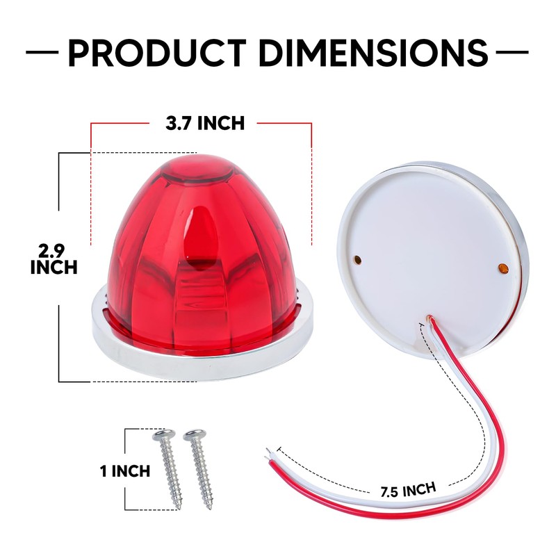 Ledvillage 2Pcs Red Watermelon LED Light with Stainless Steel Bracket,