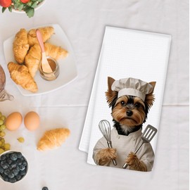 OSLYSOF Funny Yorkshire Terrier Dog Kitchen Towels, Gifts for Yorkie Lovers Dish Tea Towels, Yorkie Gifts for Women, Dog Lovers Mom Gift Hand Towel for Kitchen, 16x24 Inch