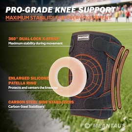 Knee Brace, Adjustable Compression Knee Support with Side Stabilizers, Patella Knee Sleeve for Men Women, Knee Pad for Weightlifting Running Basketbal