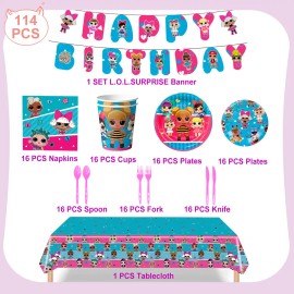 114 Pcs Vajilla De Lol Surpries Cumpleaños Decoración Fiesta