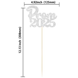 Gyufise 12Pcs Prom 2025 Centerpiece Sticks Prom Night Party 2025 Graduation Table Flower Sticks Class of 2025 Floral Decorations for 2025 Graduation Prom Party Supplies Silver