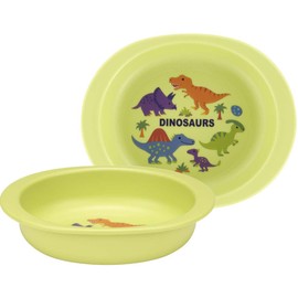 Skater XP25AG-A Baby Tableware, Small Plates, For Kids, 5 Months and Up, Antibacterial, Plastic, 9.8 fl oz (290 ml), Dinosaurus Picture