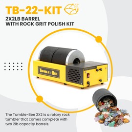 Tumble-Bee Rock Tumbler - Double Tumbler for Adults and Kids - Rotary Machine for Stone, Rock, Metal and Sea Glass - Polishing Machine Kit for Professionals & Hobbyists - Model TB-22-KIT