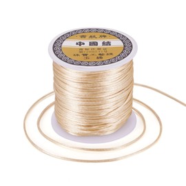 Pandahall 82 Yard/75 M 1mm Rattail Satin Cord Nylon Trim Silk Thread Beading String for Braided Chinese Knot Kumihimo Macrame Friendship Bracelets Jewelry Making LightKhaki