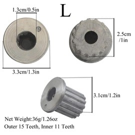 TopHomer 15 Teeth Replacement Washer Pulsator Assembly Core Gear Connector Fit for LG Automatic Washing Machine Repair Part (L,Outside 15 teeth, inside 11 teeth)
