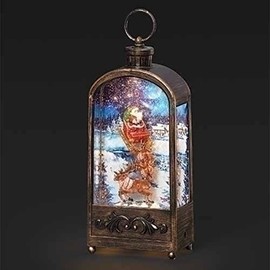 Christmas by Roman Inc, Confetti Lites Collection, 11.7" H LED Swirl Confetti Light Lantern Santa, Lantern, Snow Globe, Holiday Home Décor, Santa, Cardinal, Nutcracker, Snowman, Reindeer (3x5x11)