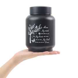 6 Inch Cremation Urn - Stainless Steel Keepseek Urn for Human or Pet Ashes, Small Urn Engraved with Family Tree My Mind Still Talks to You-Mom