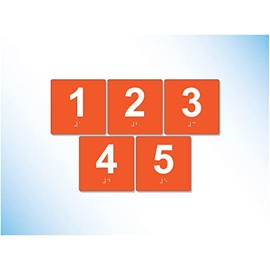 The Sign Studio – 4” x 4” – Exam Room Numbers 1-5 - Braille/Tactile Identification Signs Used for Exam Rooms and Offices – (Orange/White)
