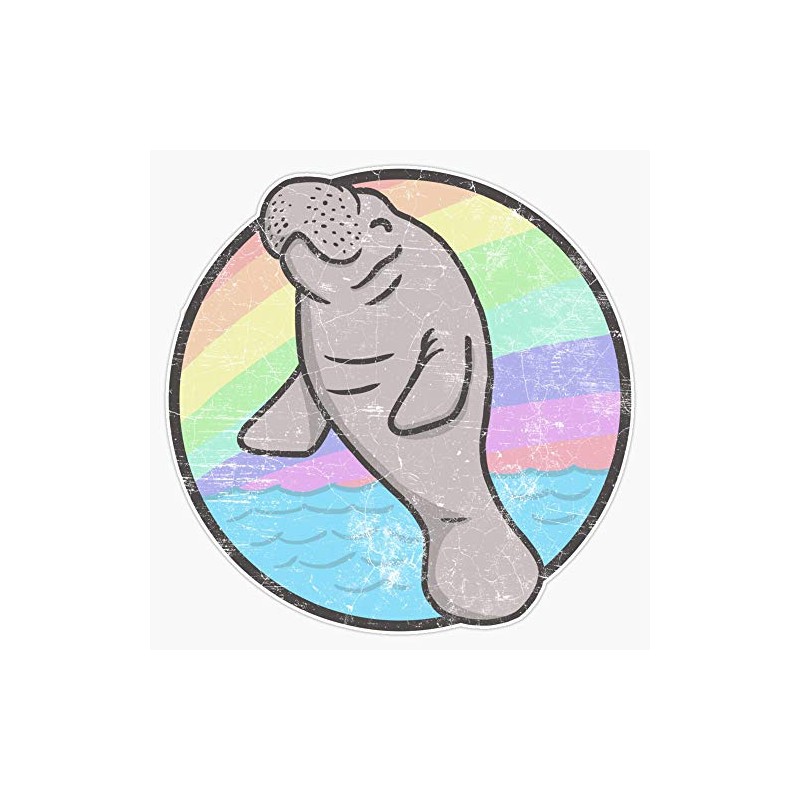 Magnet Rainbow Colour Manatee- Manatee Lover Magnet Bumper Sticker Car