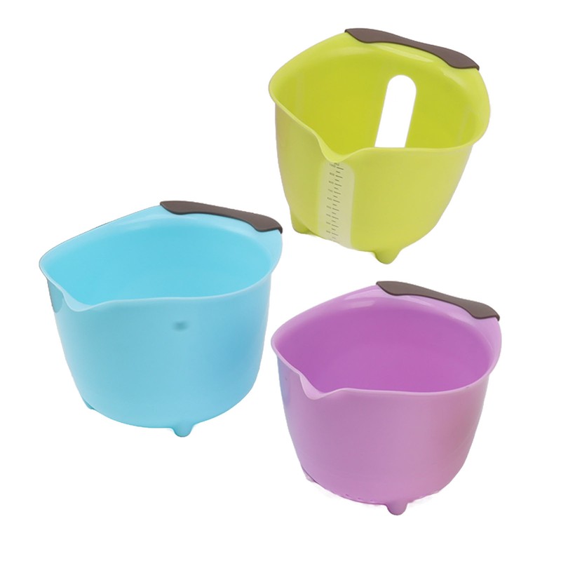 3pcs Drain Colander Set Food Grade PP Stackable Fruit Vegetable