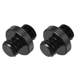 sourcing map Mic Stand Adapter Male 3/8 In to Male 3/8 In Aluminum Alloy Mic Screw Adapter for Microphone Tripod Stand Black 2 Pcs