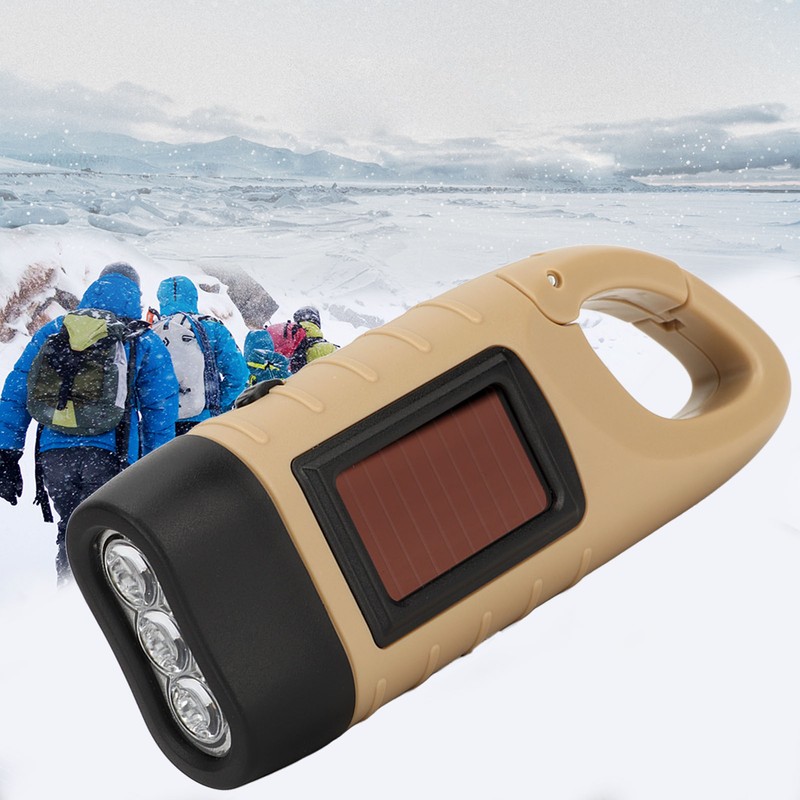 Hand Crank Solar Powered Flashlight Emergency Rechargeable LED Flashlight Self