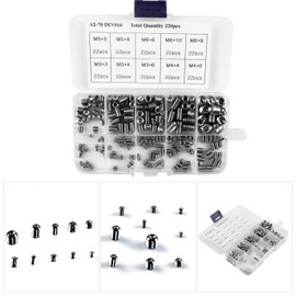 220Pcs Grub Screw Set, Allen Screws Metric M3/M4/M5/M6/M8 Internal Hex Thread Assortment Fasteners Kits for Furniture, Mechinery and Home Appliances