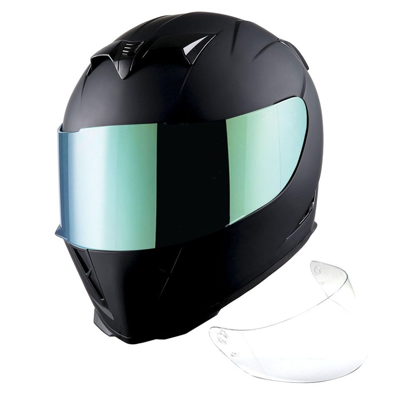 1Storm Motorcycle Full Face Helmet Skull Matte Black HJK311 +