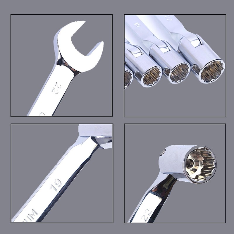 Vokenforu 8mm Socket Spanner, Ratchet Combination Wrench, Hardened Chrome Vanadium