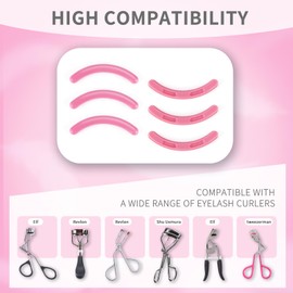 Portable Carry Design Eyelash Curler Refills Compatible with Tweezerman,Soft Silicone Rubber Eyelash Curler Refills Compatible with Tweezerman,Pink